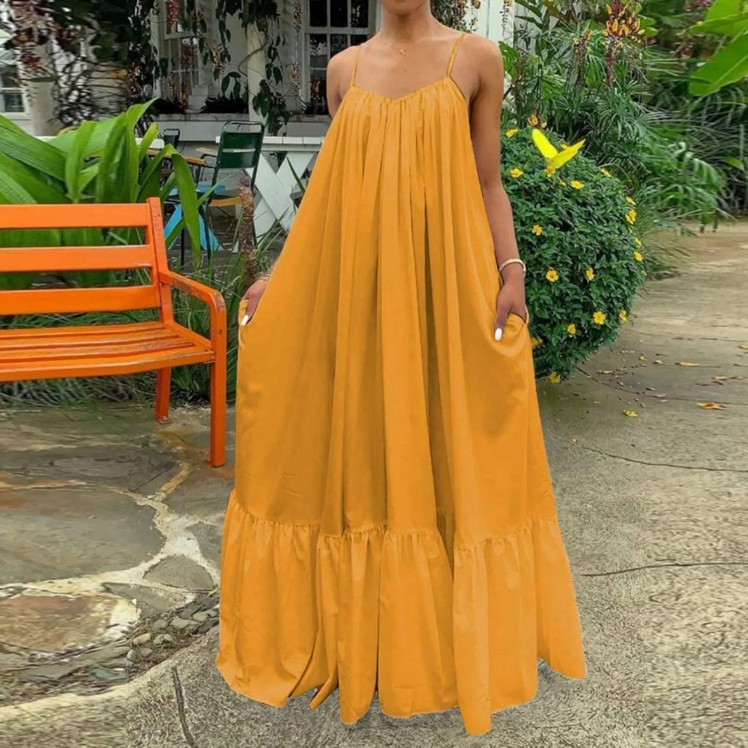 Wedding Guest Dress for Women Sexy Spaghetti Strap Backless Maxi Dress Summer Flowy Swing Dresses Fashion 2025