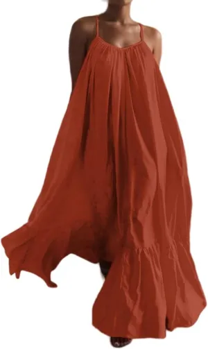 Wedding Guest Dress for Women Sexy Spaghetti Strap Backless Maxi Dress Summer Flowy Swing Dresses Fashion 2025