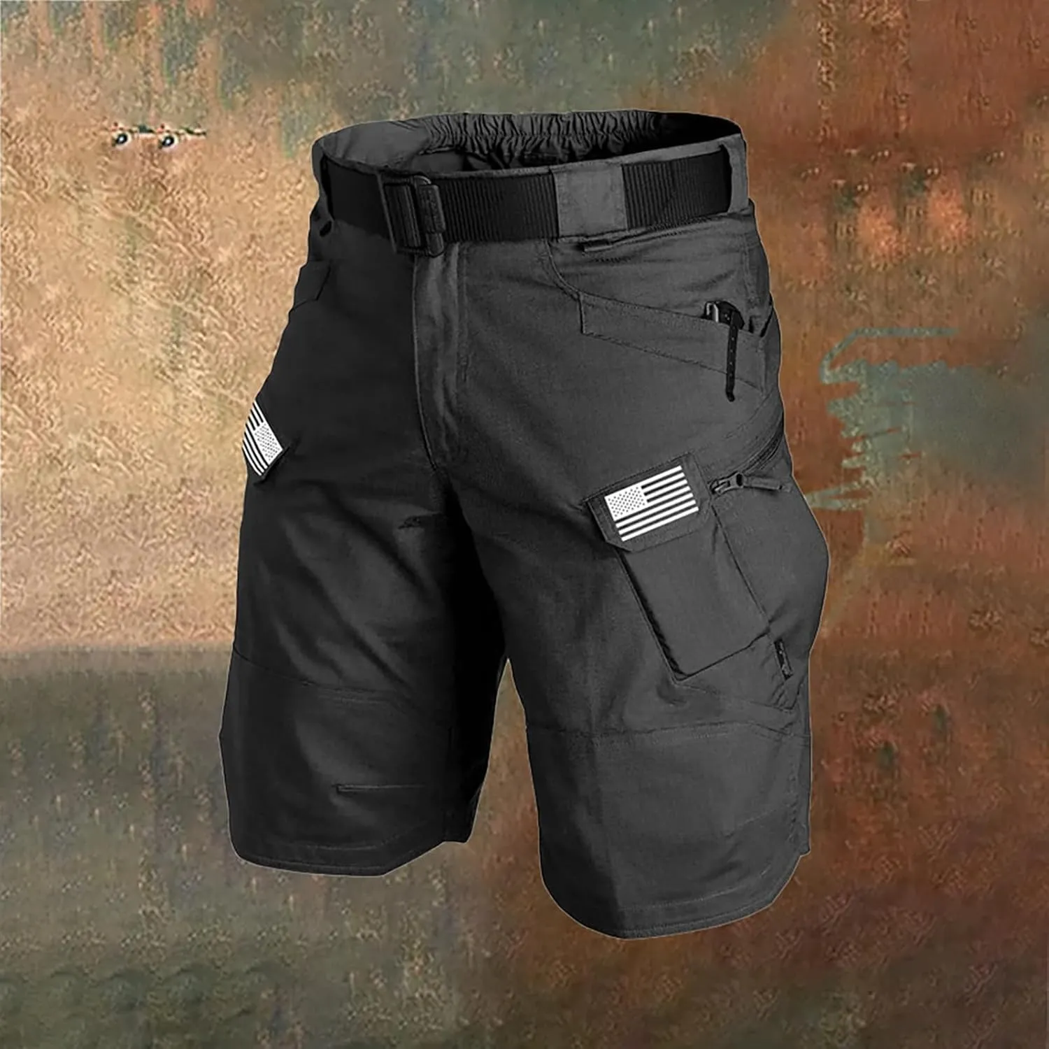 WENKOMG1 Mens Cargo Shorts 4th of July Outdoor Tactical Shorts Patritotic Printed Military Shorts with Multi Pockets