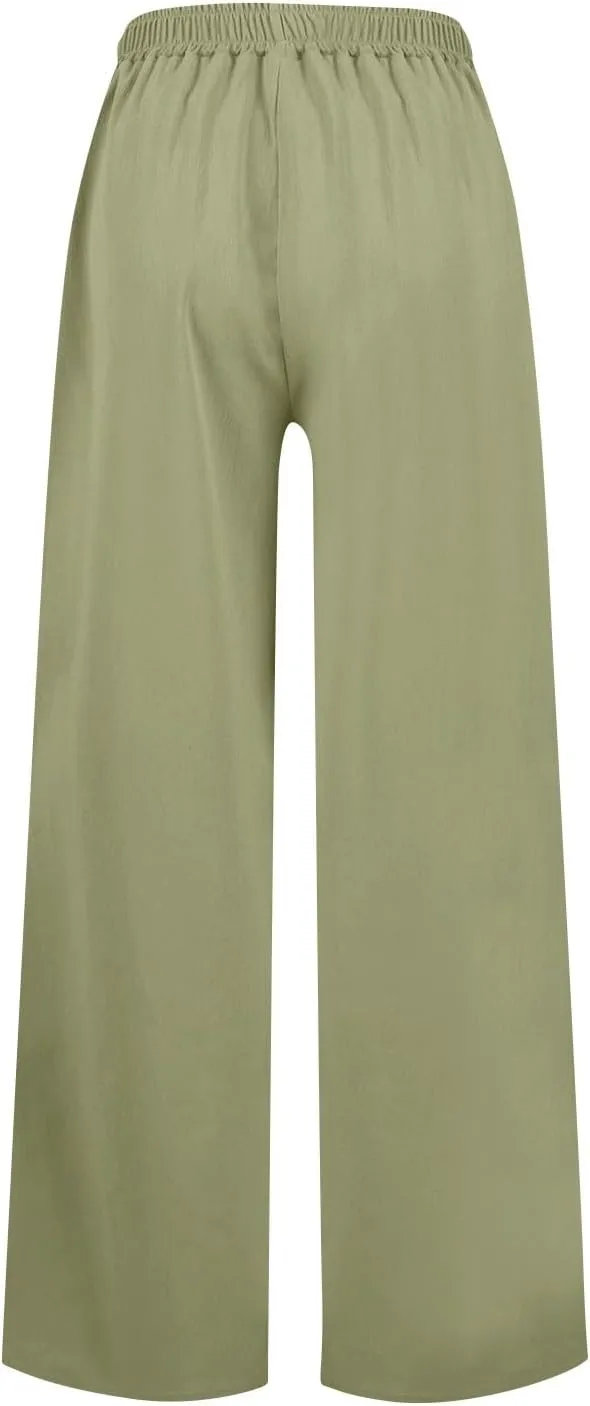 Wide Leg Dress Pants for Women Paperbag High Waisted Business Casual Pants Palazzo Lounge Pants Trousers with Pockets