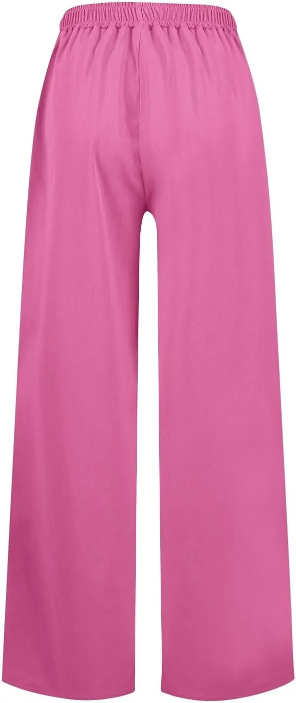 Wide Leg Dress Pants for Women Paperbag High Waisted Business Casual Pants Palazzo Lounge Pants Trousers with Pockets