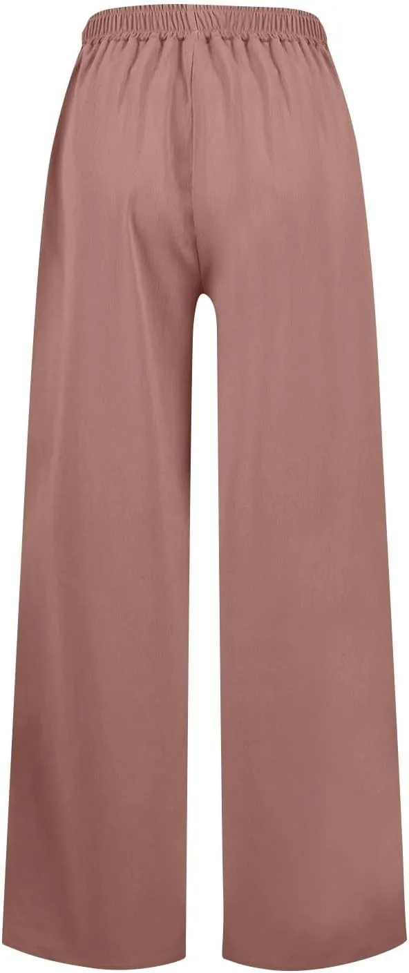 Wide Leg Dress Pants for Women Paperbag High Waisted Business Casual Pants Palazzo Lounge Pants Trousers with Pockets
