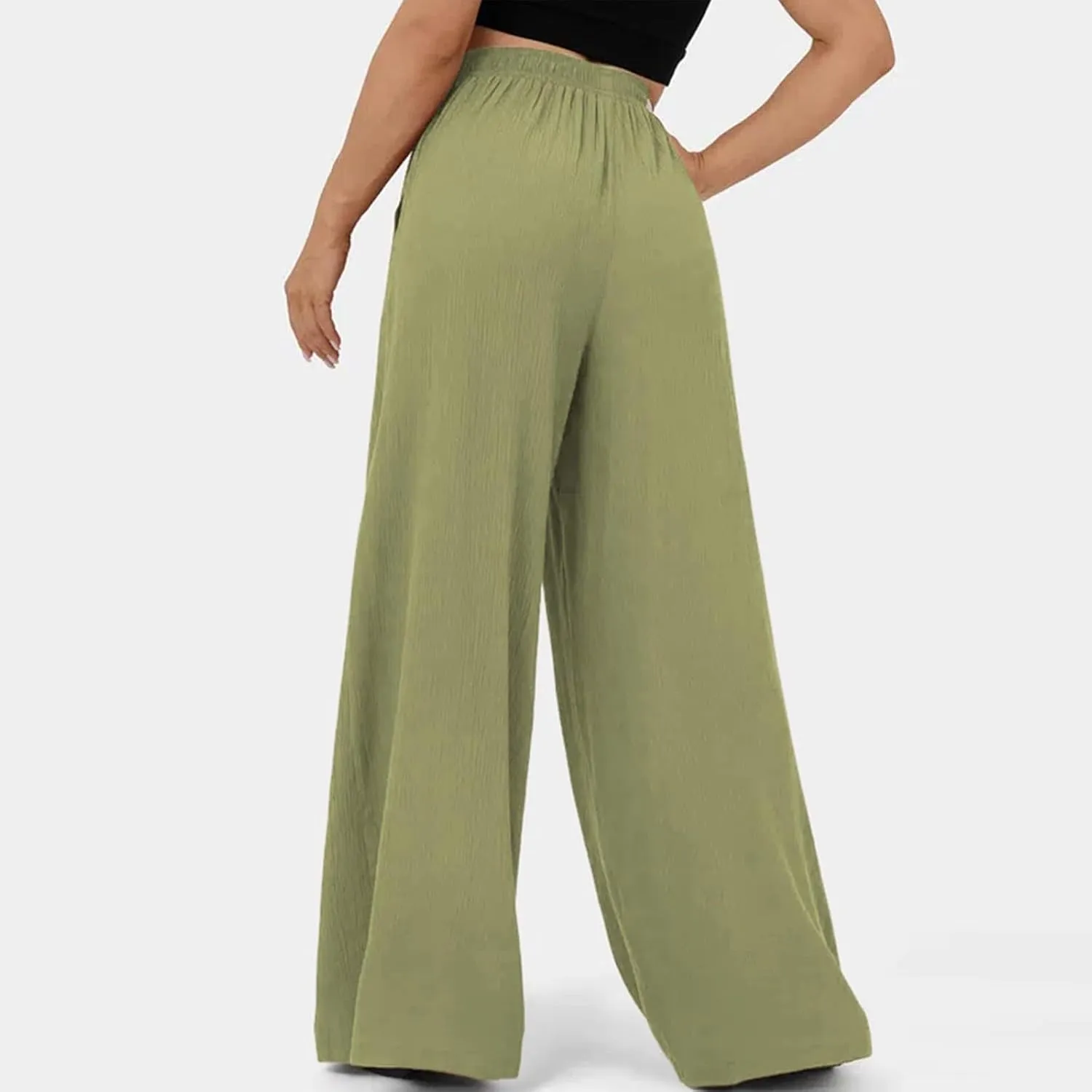 Wide Leg Dress Pants for Women Paperbag High Waisted Business Casual Pants Palazzo Lounge Pants Trousers with Pockets