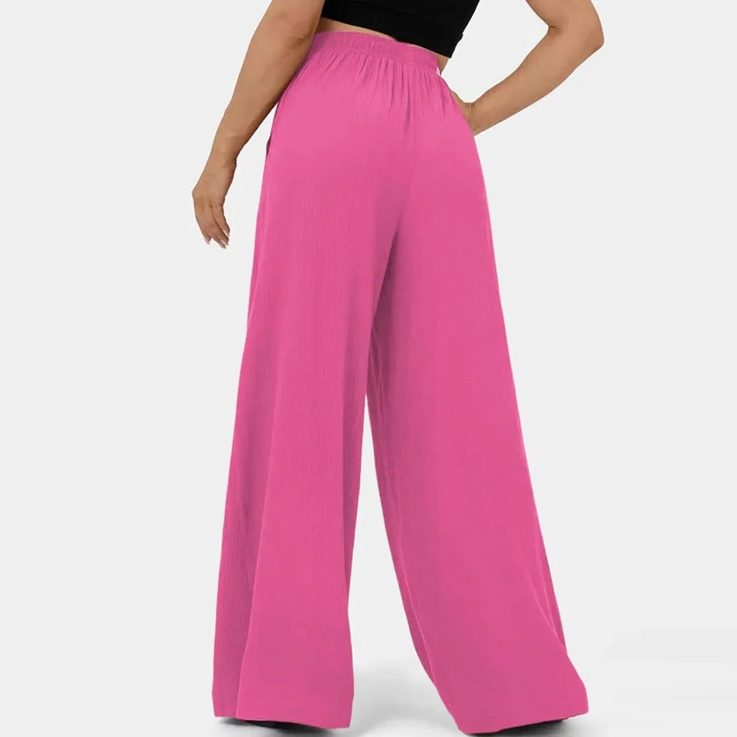 Wide Leg Dress Pants for Women Paperbag High Waisted Business Casual Pants Palazzo Lounge Pants Trousers with Pockets
