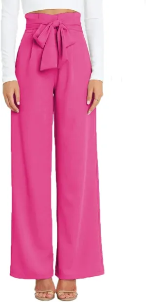Wide Leg Dress Pants Womens Paperbag High Waisted Belted Business Casual Work Pants