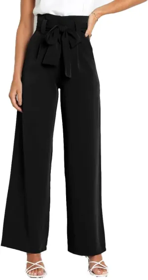 Wide Leg Dress Pants Womens Paperbag High Waisted Belted Business Casual Work Pants
