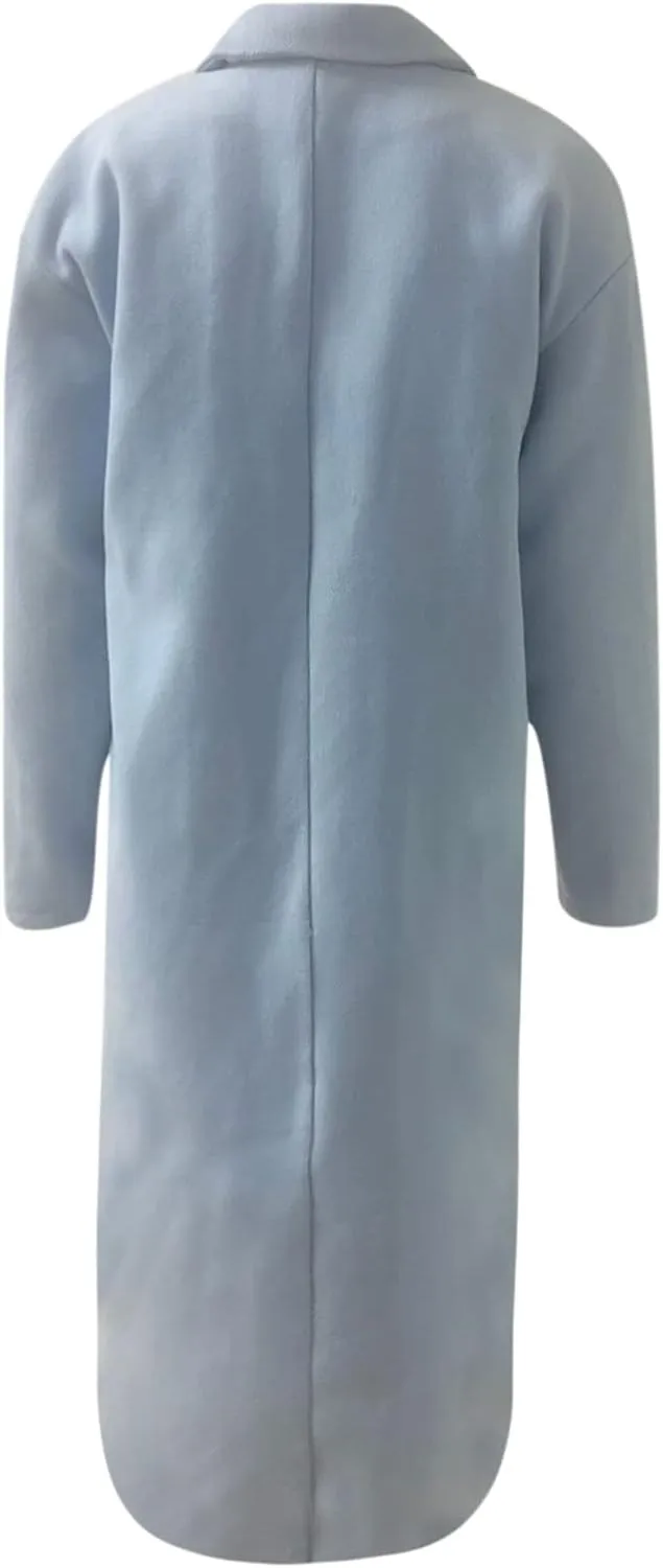 Winter Coats for Women Trench Coat Turn Down Collar Open Front Cardigan Faux Wool Long Sleeve Button Up Blazer Jacket