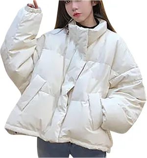Winter Jackets for Women Trendy Oversized Cropped Puffer Jackets Thicken Warm Short Down Coats Puffy Outerwear Parkas