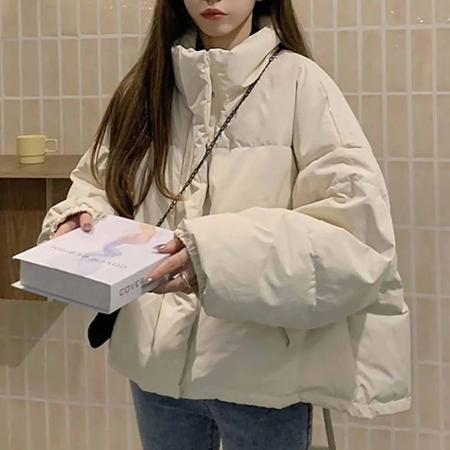 Winter Jackets for Women Trendy Oversized Cropped Puffer Jackets Thicken Warm Short Down Coats Puffy Outerwear Parkas