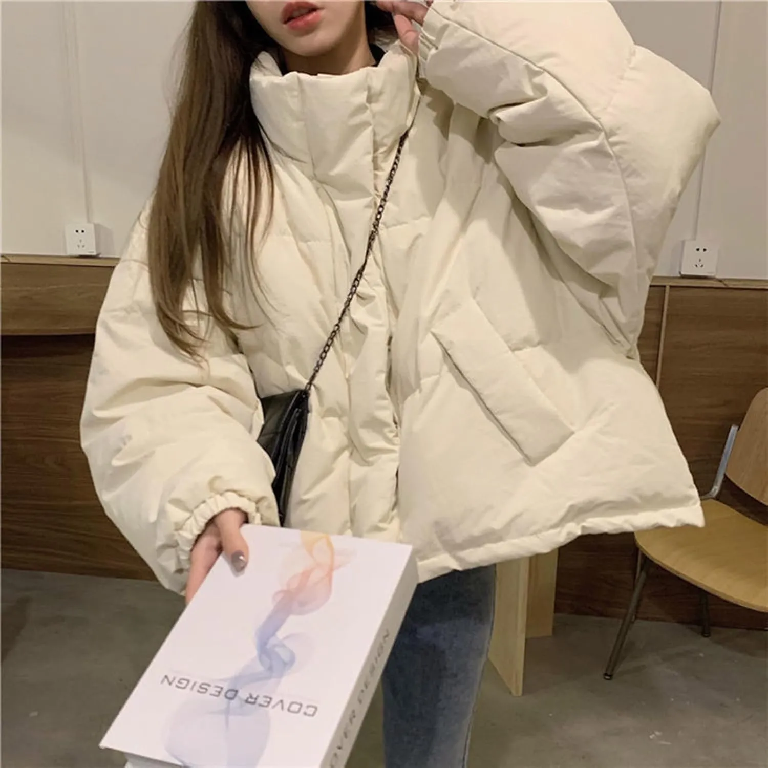 Winter Jackets for Women Trendy Oversized Cropped Puffer Jackets Thicken Warm Short Down Coats Puffy Outerwear Parkas