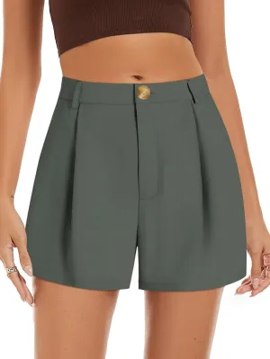 Wkior Shorts for Women Summer Elastic High Waisted Business Casual Work Shorts with Pockets