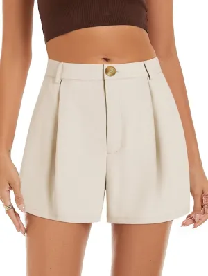 Wkior Shorts for Women Summer Elastic High Waisted Business Casual Work Shorts with Pockets