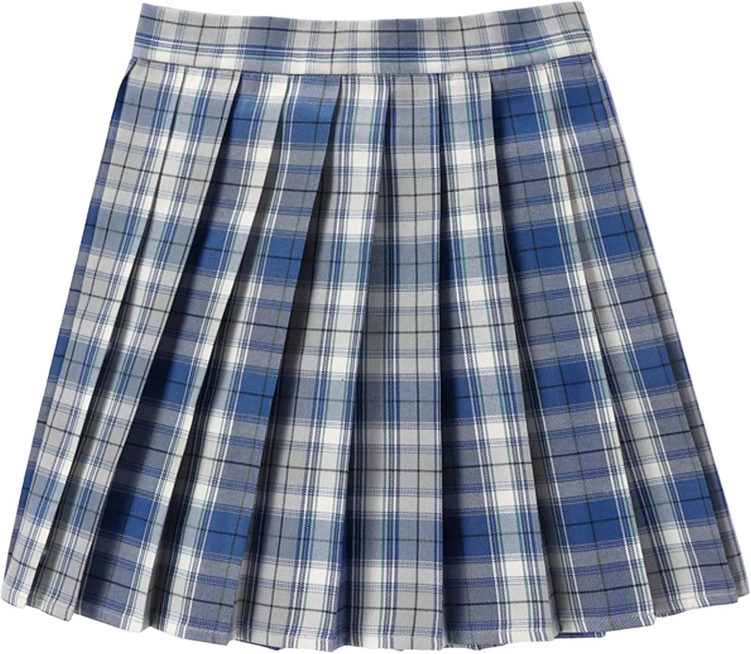 Woman Mini Skirts Women's Casual Plaid Print High Waist Pleated A Line Mini Skirt Fashion Teen Girls Cute Skirt