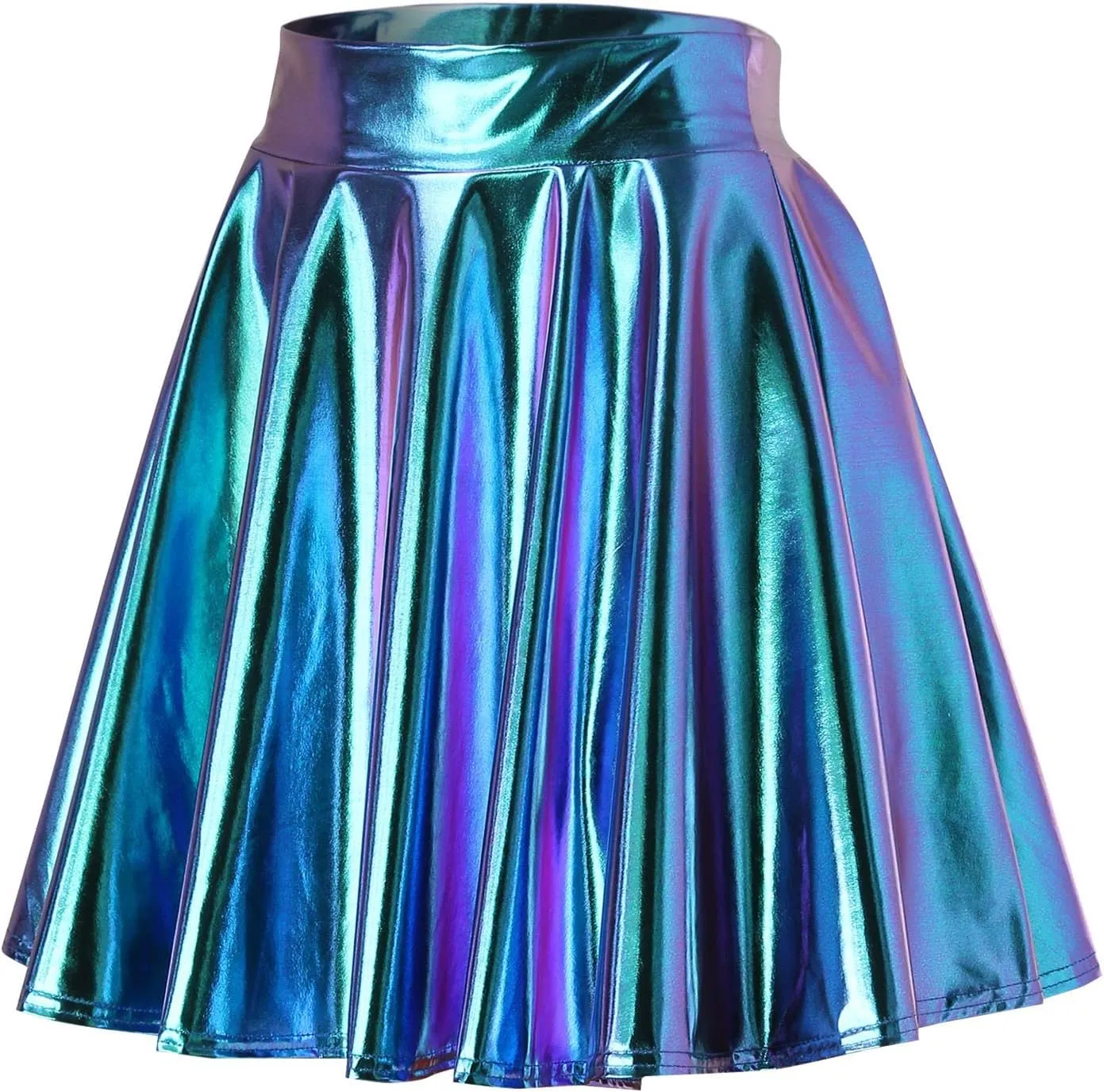 Woman Pleated Skirt Flared Casual Pleated Fashion A Line Women's Skirt Mini Shiny Skirt High Waist Mini Skirt