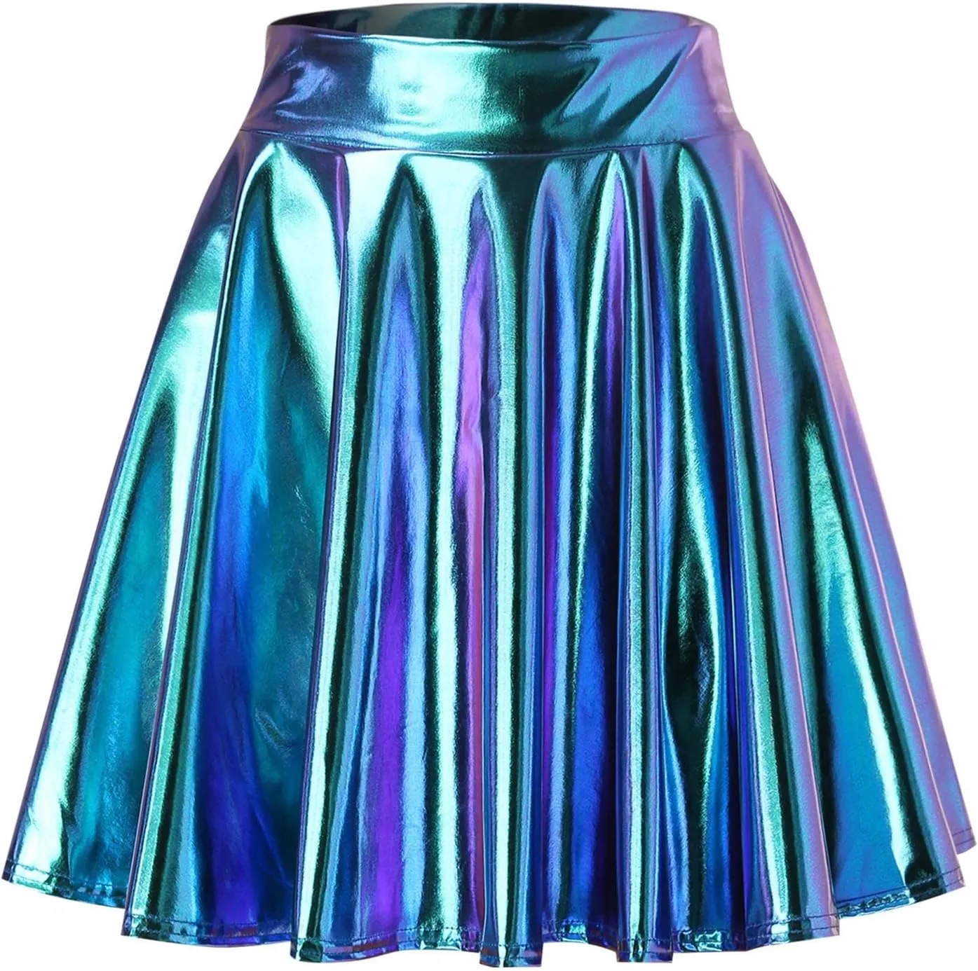Woman Pleated Skirt Flared Casual Pleated Fashion A Line Women's Skirt Mini Shiny Skirt High Waist Mini Skirt