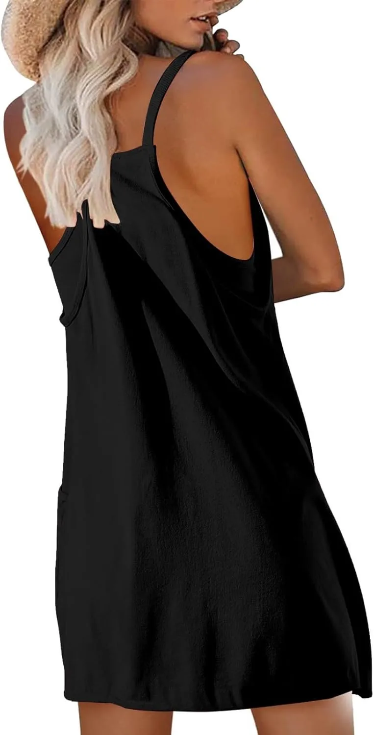 Women Athletic Dress Summer Tennis Workout Active Sports Mini Romper Dress Built in Shorts Travel Vacation Clothes