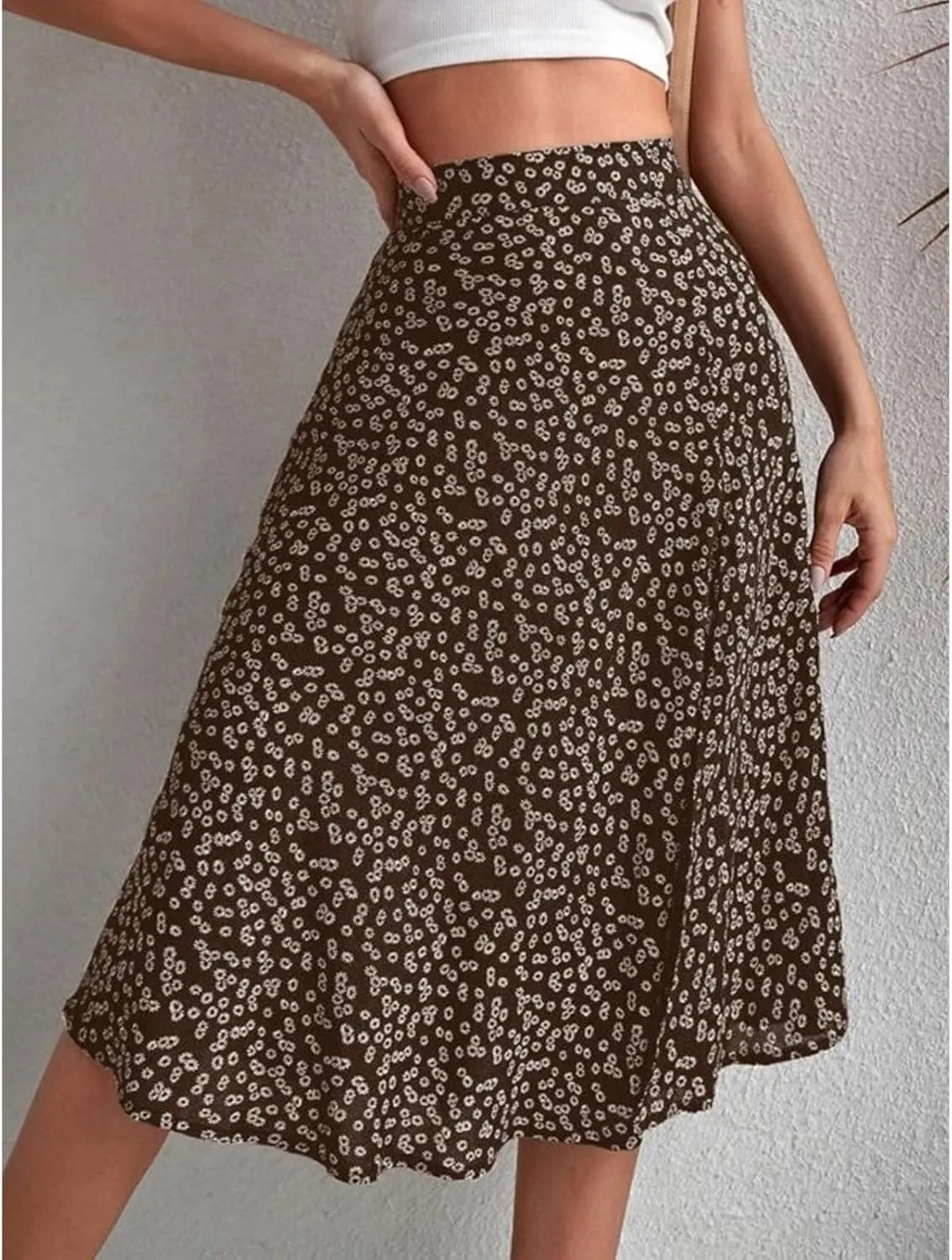 Women Boho Long Skirts Casual High Waist Floral Print Skirt Low Split Summer Beach Midi Wrap Skirts