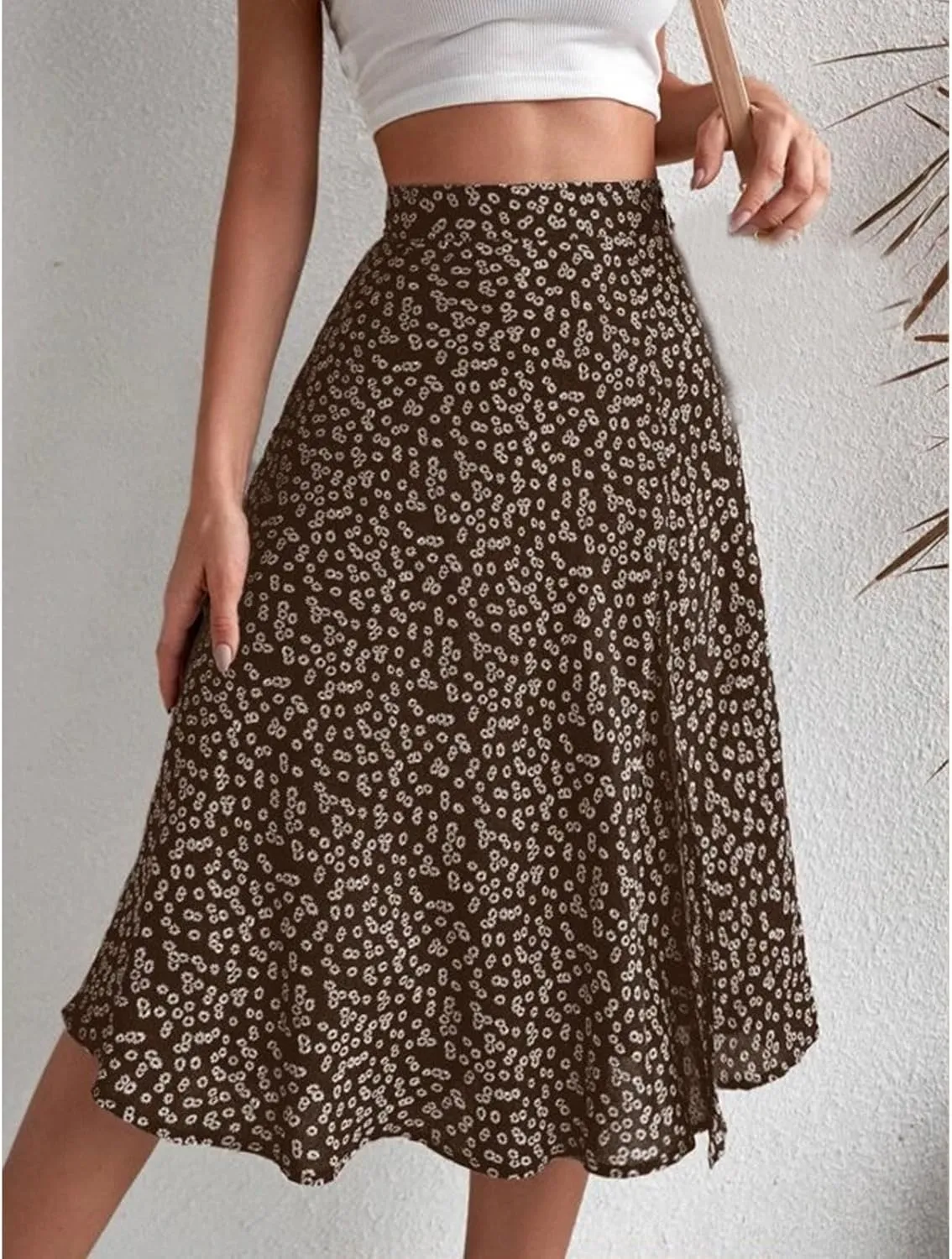 Women Boho Long Skirts Casual High Waist Floral Print Skirt Low Split Summer Beach Midi Wrap Skirts