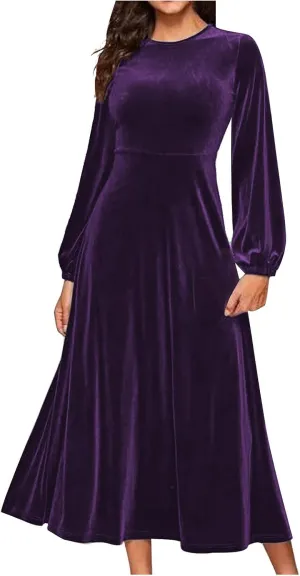 Women Dresses Dresses Homecoming Dress for Women Boat Neck Velvet Formal Elegant Thin Midi Winter Fall Dresses 2025