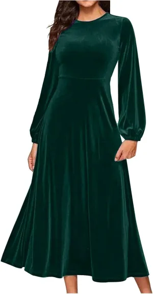 Women Dresses Dresses Homecoming Dress for Women Boat Neck Velvet Formal Elegant Thin Midi Winter Fall Dresses 2025