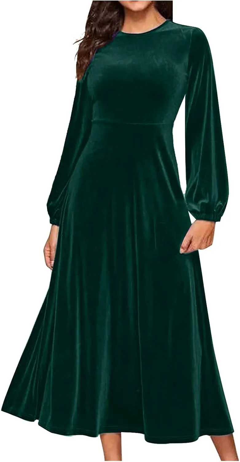 Women Dresses Dresses Homecoming Dress for Women Boat Neck Velvet Formal Elegant Thin Midi Winter Fall Dresses 2025