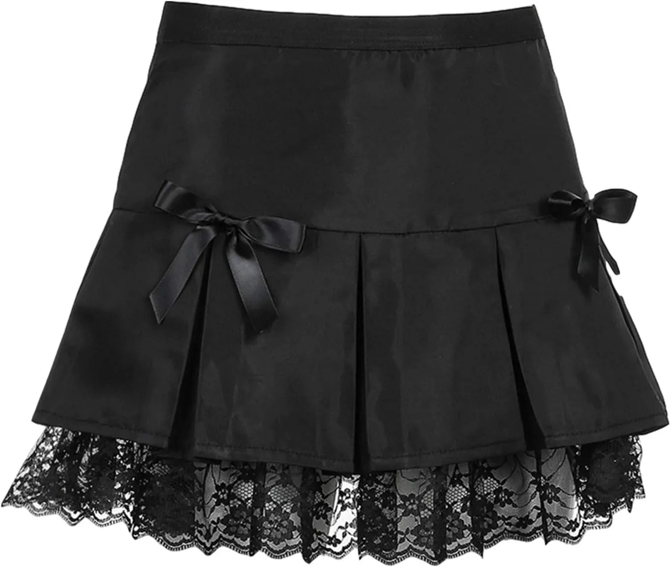Women Floral Lace Mini Skirts Y2K Low Waist Pleated Ruffled Hem Layered Skirts Short Skirts Aesthetic Streetwear