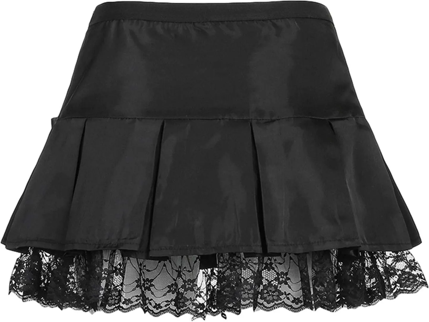 Women Floral Lace Mini Skirts Y2K Low Waist Pleated Ruffled Hem Layered Skirts Short Skirts Aesthetic Streetwear