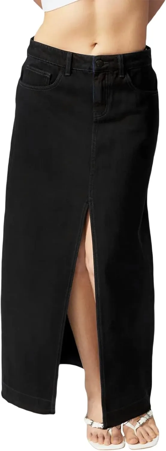Women High Waist Denim Skirts Solid Color Tassel Hem Long Jeans Skirts Spring Summer Casual Skirts Streetwear