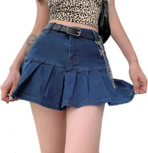 Women Mini Pleated Skirts Sexy Lace Patchwork Short Skirts High Waist Solid Color Goth A-line Skirts