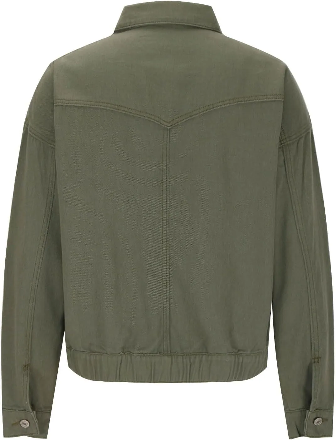 Women Plus Size Cropped Denim Jacket Casual 2024 Button Down Shacket Coat Comfy Multi Pocket Shirt Denim Cargo Jacket