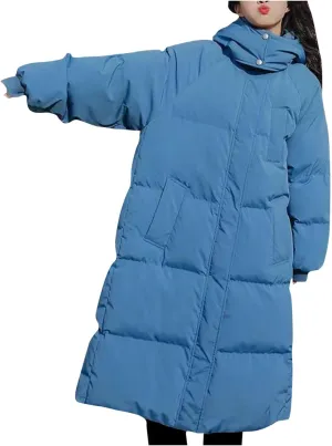Women Plus Size Winter Coats Long Hooded Puffer Jackets Lightweight Quilted Jackets Maxi Down Coats Parkas Outerwear