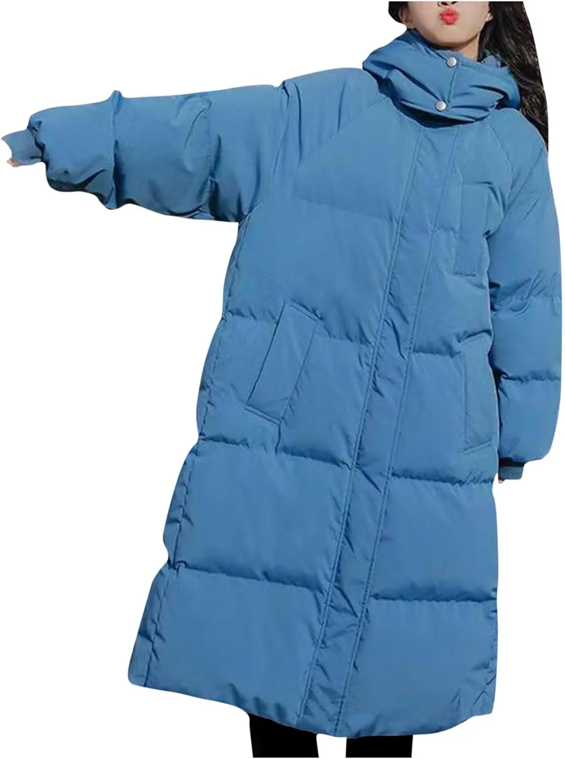 Women Plus Size Winter Coats Long Hooded Puffer Jackets Lightweight Quilted Jackets Maxi Down Coats Parkas Outerwear