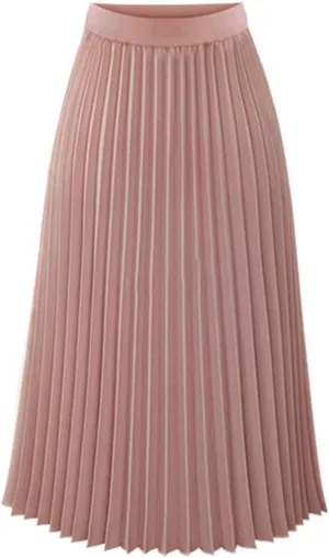 Women Skirt Elegant Solid Skirt Waist Elastic Pleated Womens Maxi Skirt Outfits for Women Pleated Cheer Mesh Mini