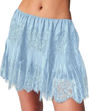 Women Y2k Lace Mini Skirts Summer Lace Trim Flowy Short Skirts Elastic Waist Layered Pleated Ballet Short Skirt