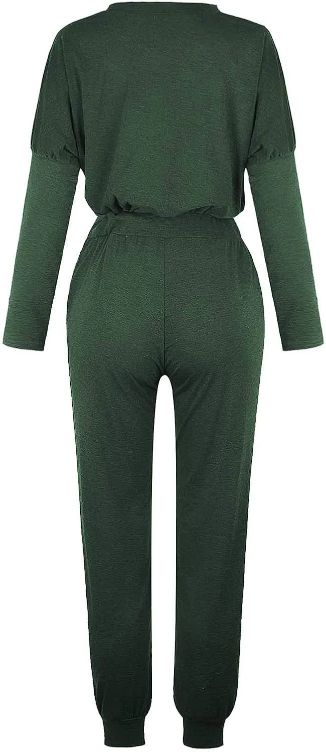 Womens 2 Piece Loungewear Set Letter Graphic Long Sleeves Crewneck Pullover Top And Drawstring Joggers Pants