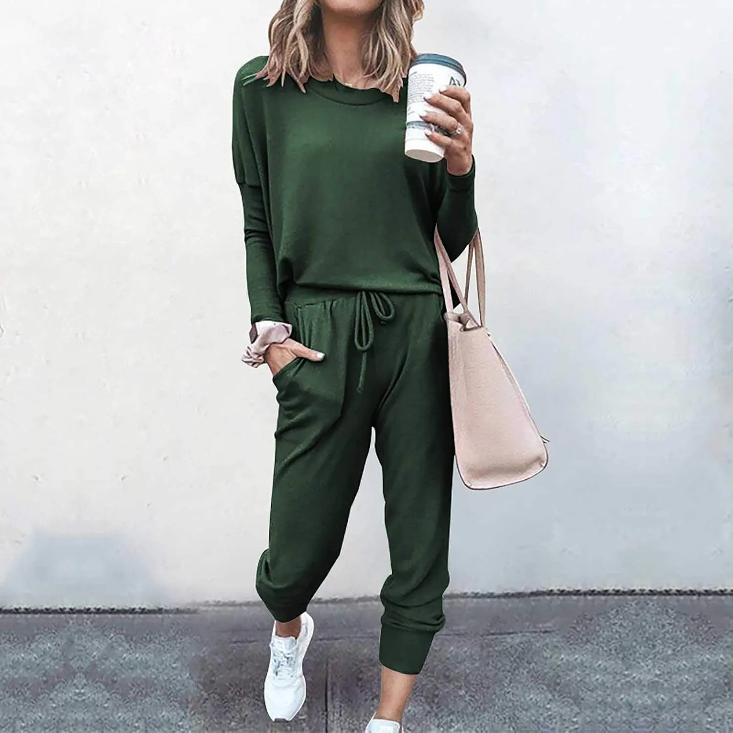 Womens 2 Piece Loungewear Set Letter Graphic Long Sleeves Crewneck Pullover Top And Drawstring Joggers Pants
