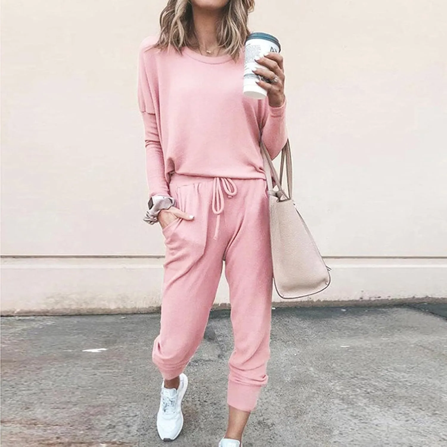 Womens 2 Piece Loungewear Set Letter Graphic Long Sleeves Crewneck Pullover Top And Drawstring Joggers Pants