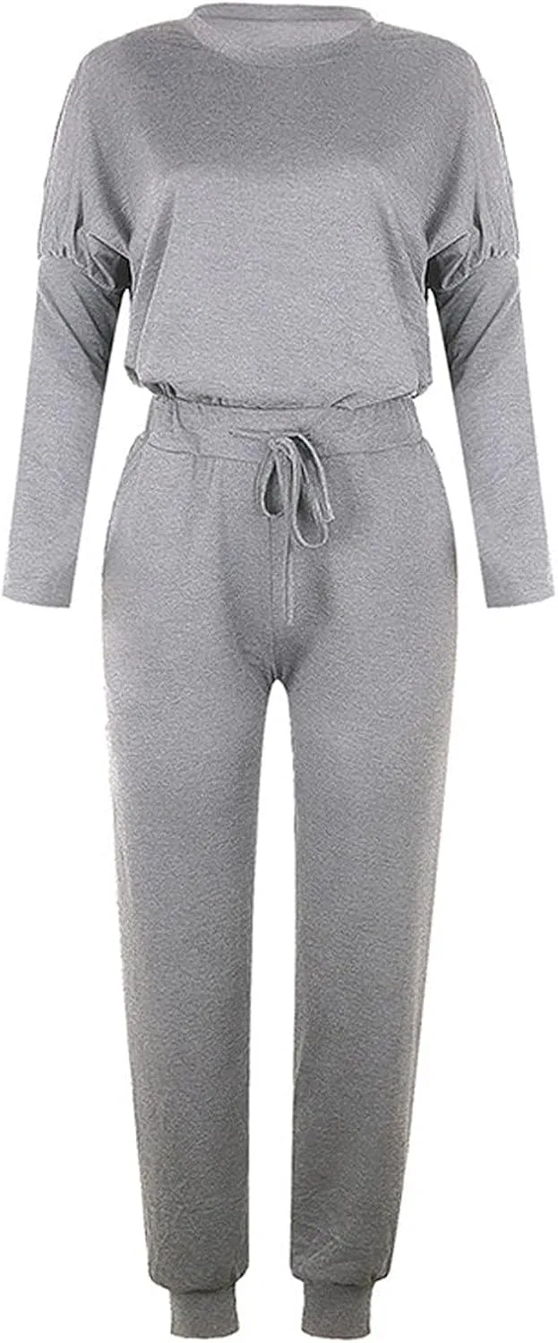Womens 2 Piece Loungewear Set Letter Graphic Long Sleeves Crewneck Pullover Top And Drawstring Joggers Pants