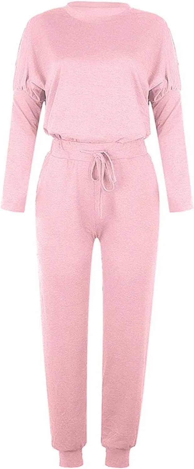 Womens 2 Piece Loungewear Set Letter Graphic Long Sleeves Crewneck Pullover Top And Drawstring Joggers Pants