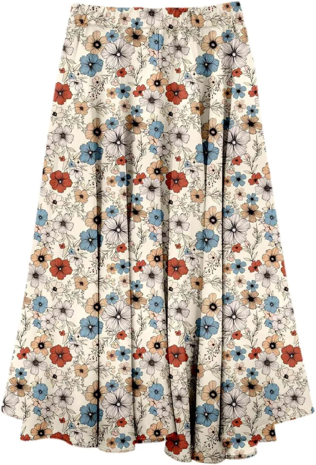 Women's 2025 Summer Skirts Bohemian Floral Printed Elastic Waist A Line Maxi Skirt Linen Boho Pleated Flowy Long Skorts