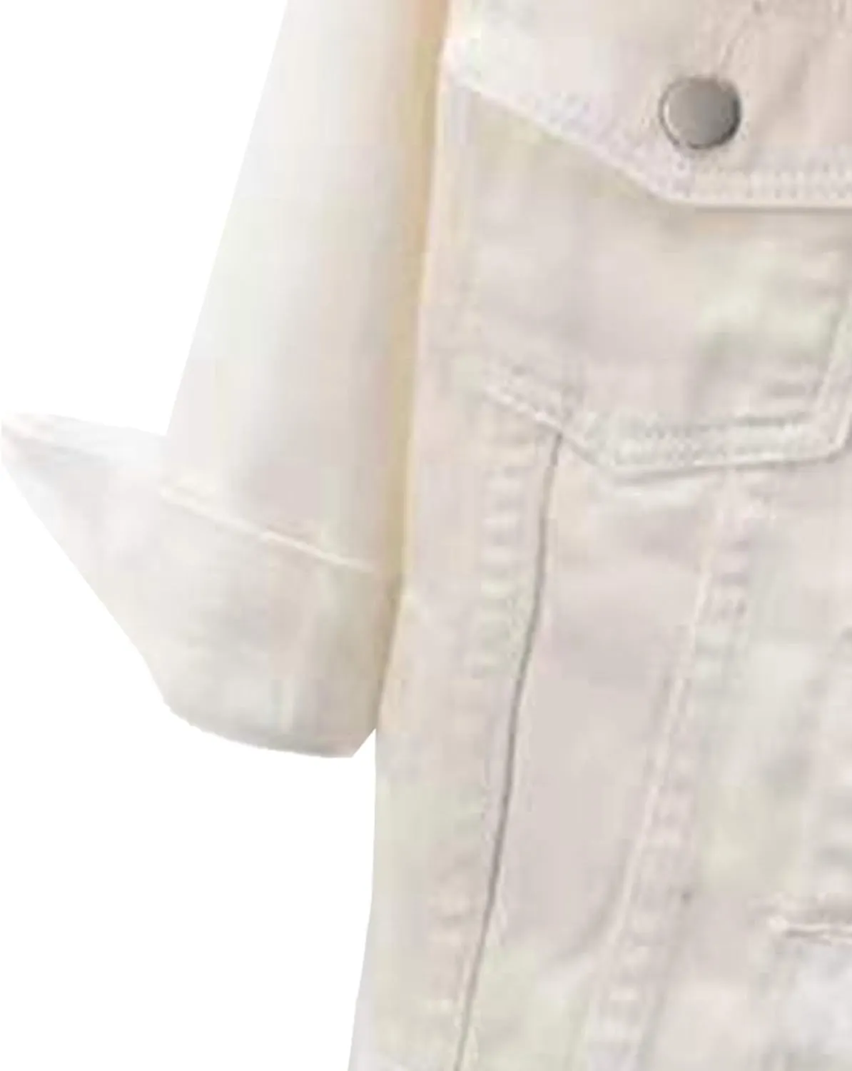 Women's 3/4 Sleeve Cropped Denim Jacket Trendy Lightweight Denim Outfit Coat Wash Button Crop Trucker Jean Jackets