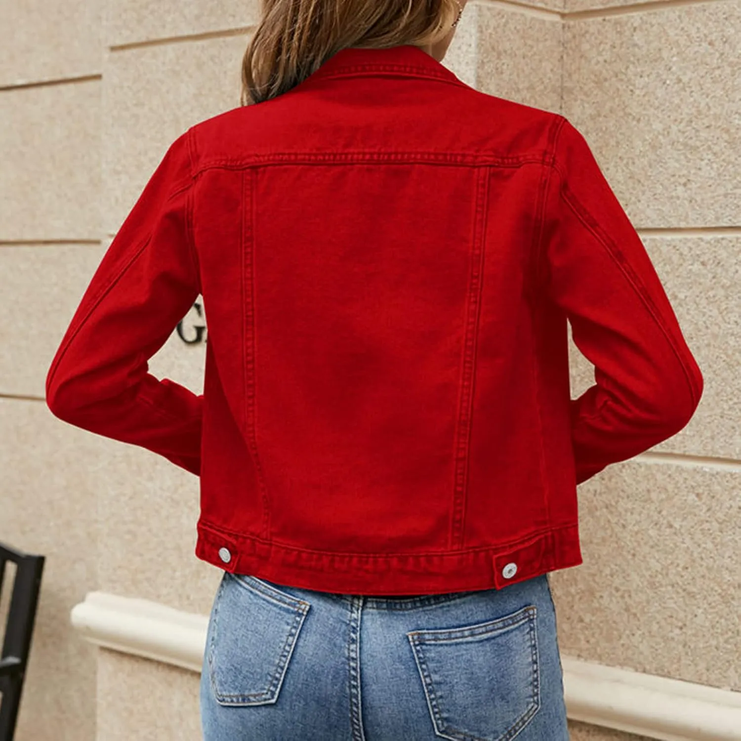Women's Basic Cropped Denim Jackets Petite Denim Jean Jacket Distressed Ripped Classic Fitted Trucker Denim Jacket