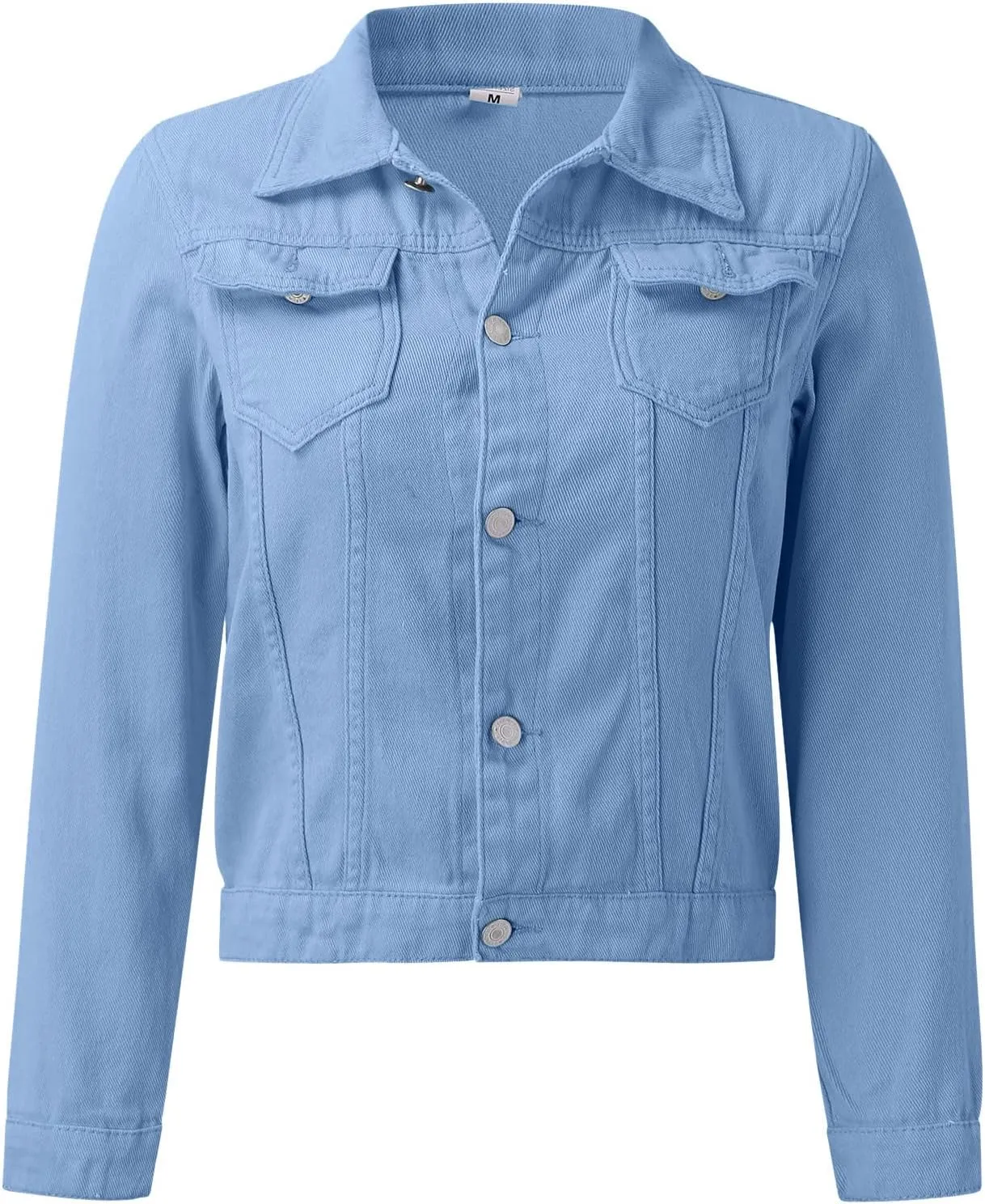 Women's Basic Cropped Denim Jackets Petite Denim Jean Jacket Distressed Ripped Classic Fitted Trucker Denim Jacket