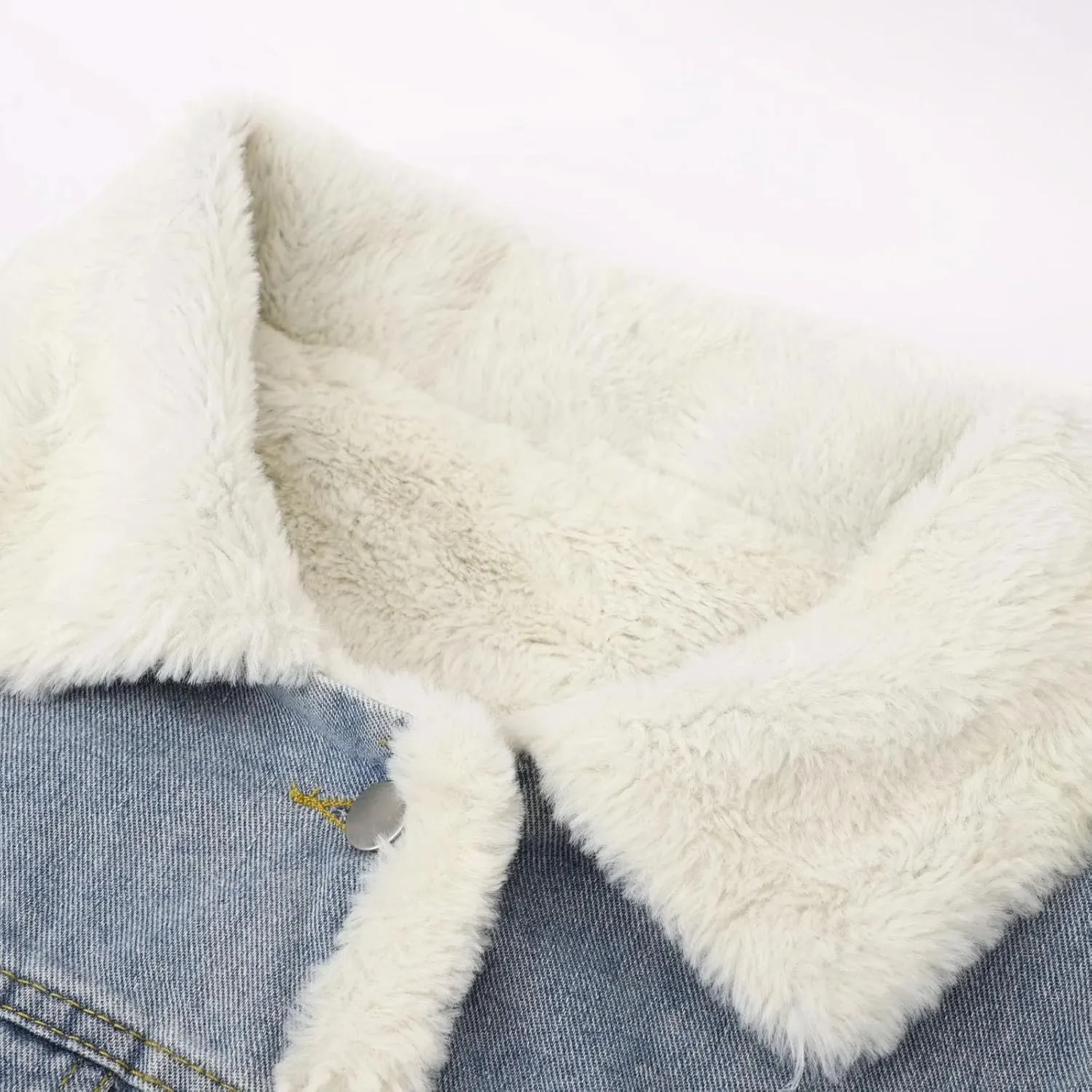 Women's Biker Denim Jacket For Women Plus fleece Thick Trucker Jacket Casual Warm Denim Coat