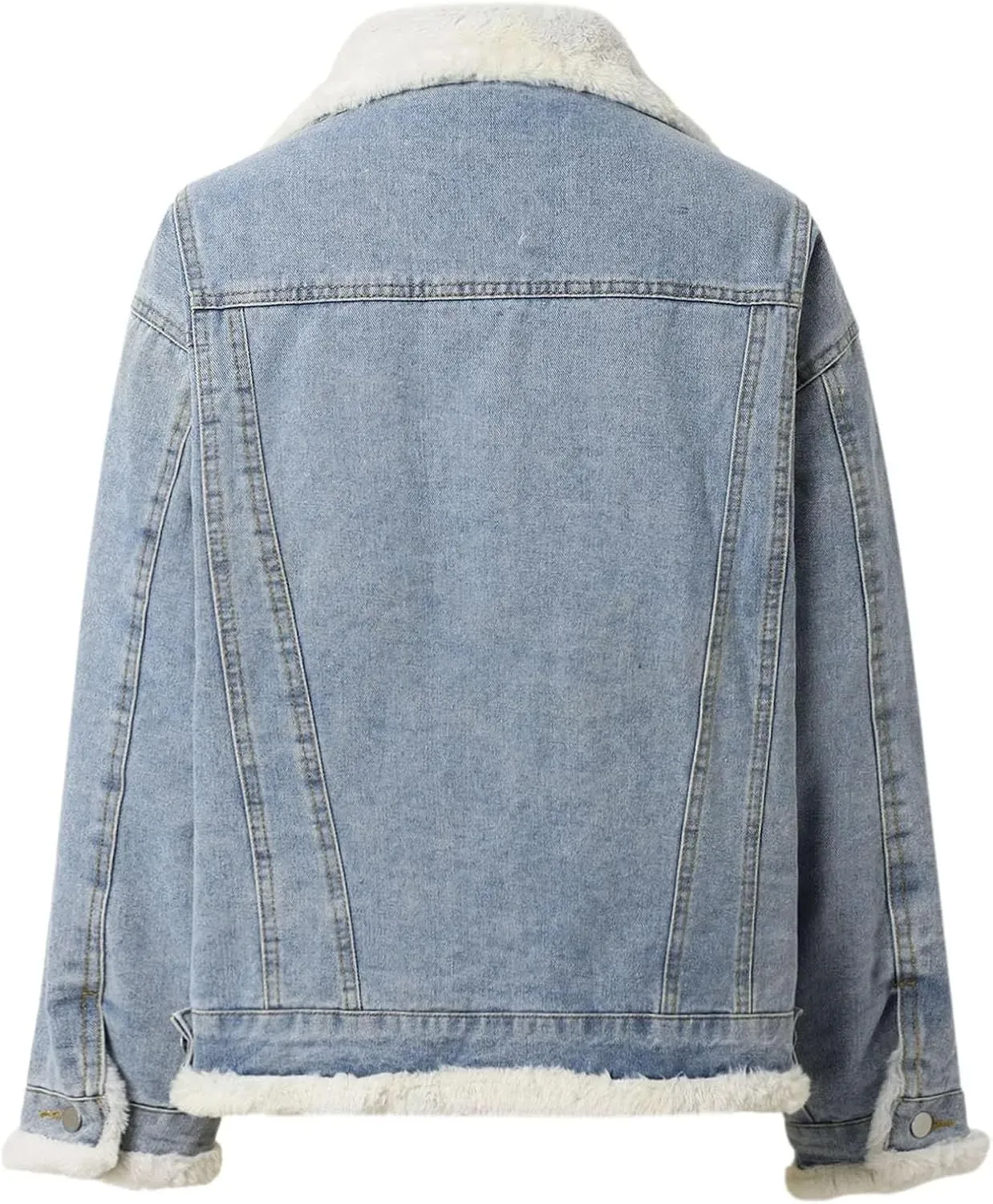 Women's Biker Denim Jacket For Women Plus fleece Thick Trucker Jacket Casual Warm Denim Coat