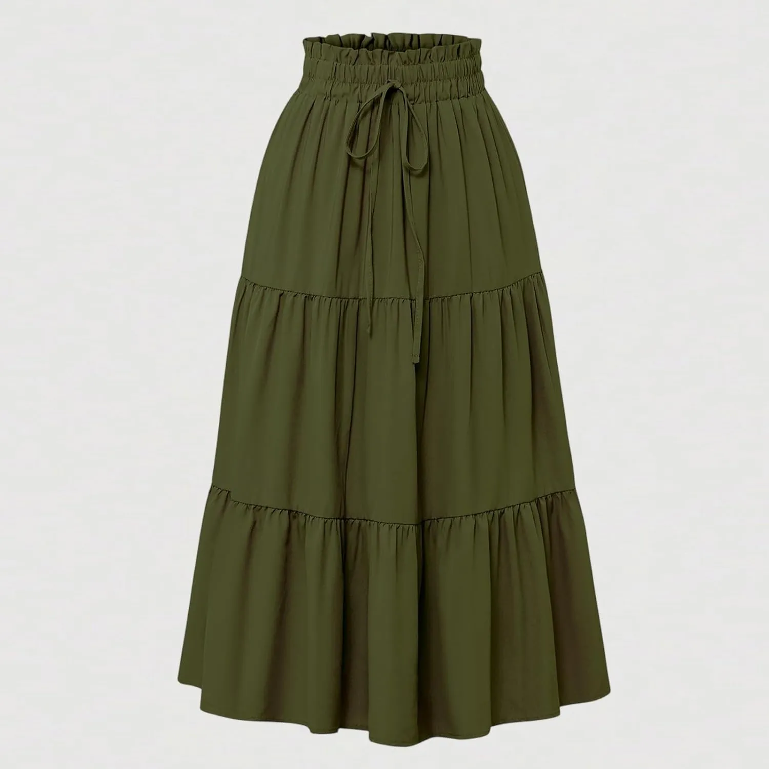 Womens Boho Skirt Cute Vacation Pleated Beach Smocked Business Trendy Peasant Elastic Waist Summer Skirts for Women