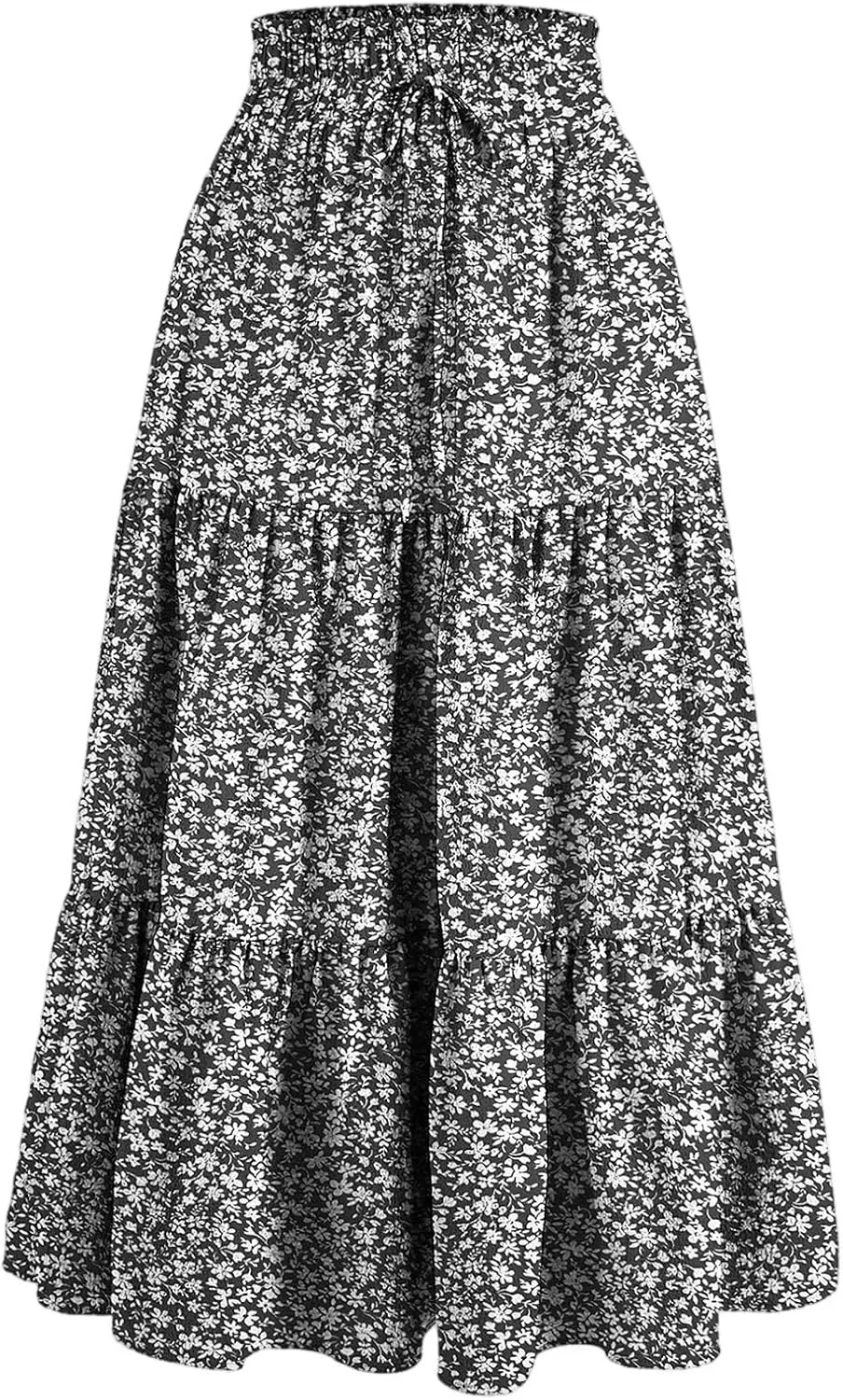 Womens Boho Skirt Cute Vacation Pleated Beach Smocked Business Trendy Peasant Elastic Waist Summer Skirts for Women