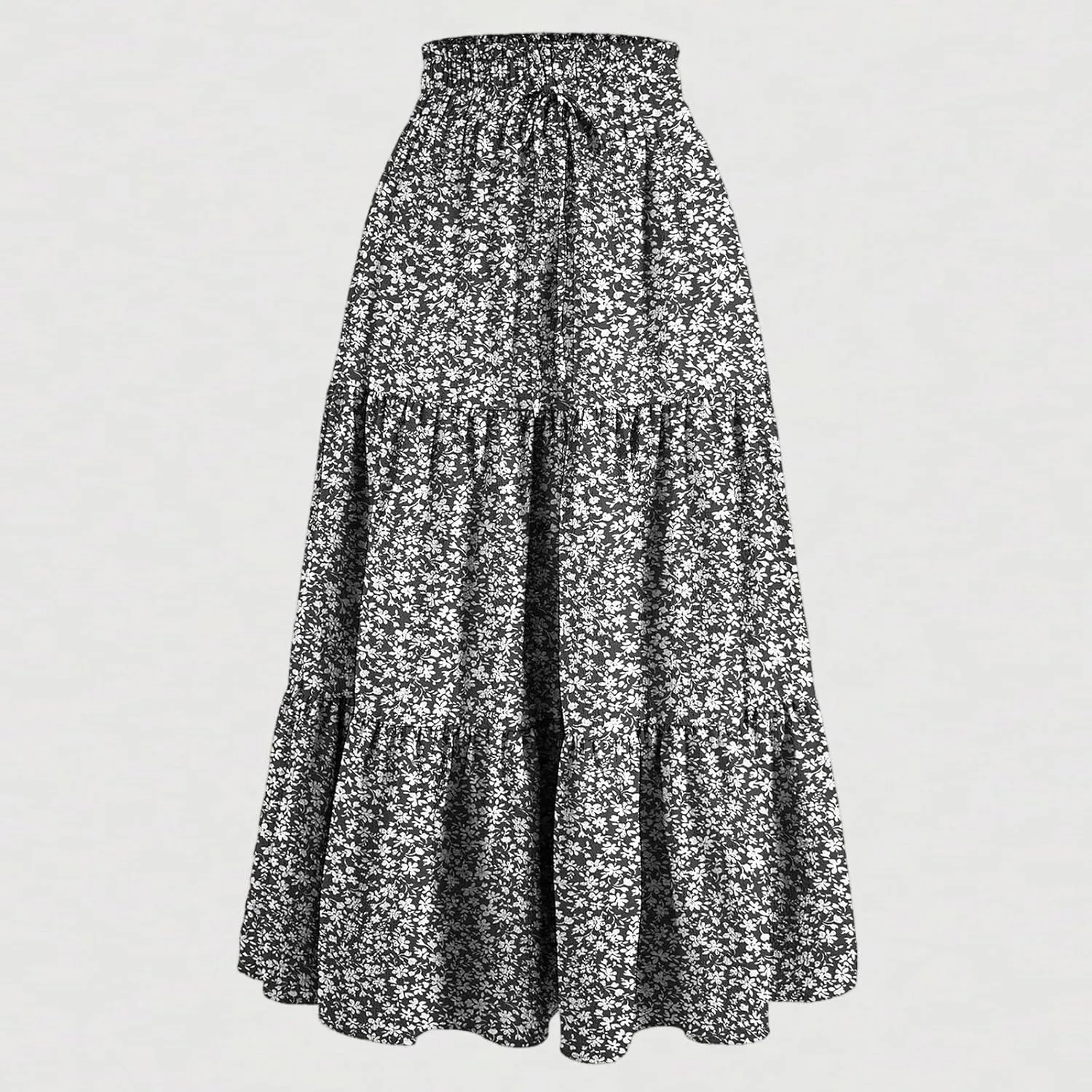 Womens Boho Skirt Cute Vacation Pleated Beach Smocked Business Trendy Peasant Elastic Waist Summer Skirts for Women