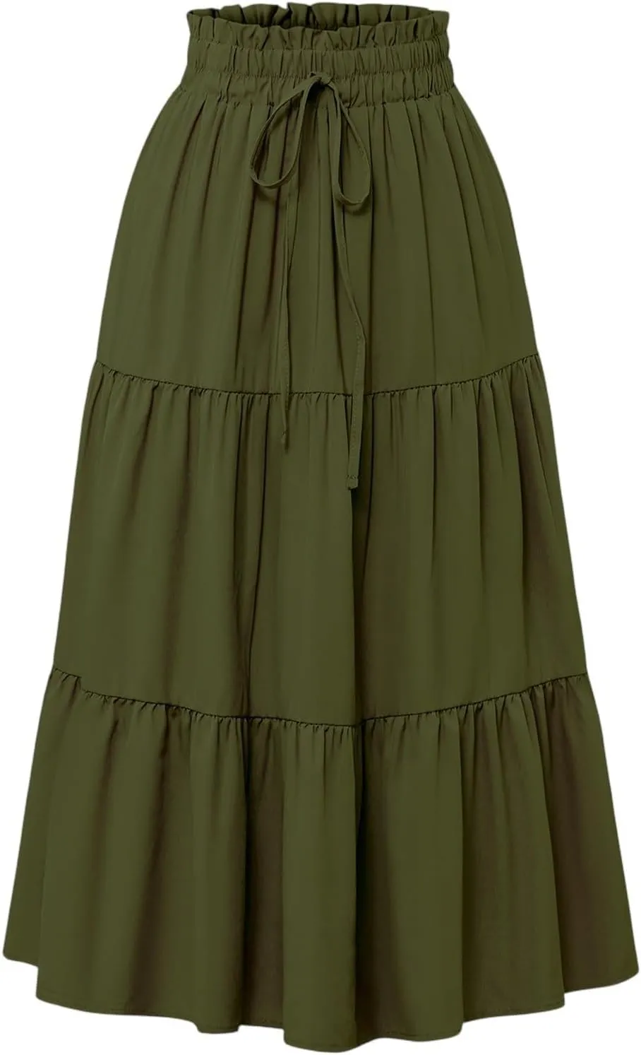 Womens Boho Skirt Cute Vacation Pleated Beach Smocked Business Trendy Peasant Elastic Waist Summer Skirts for Women