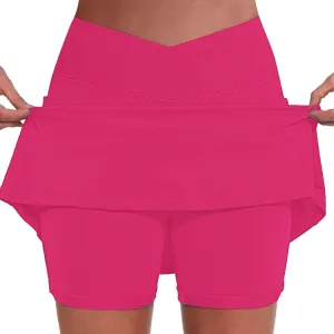 Women's Boho Skirts 2025 Summer Athletic Loose Trendy Drawstring Solid Color Yoga Fitness Tennis Skirt, S-5XL
